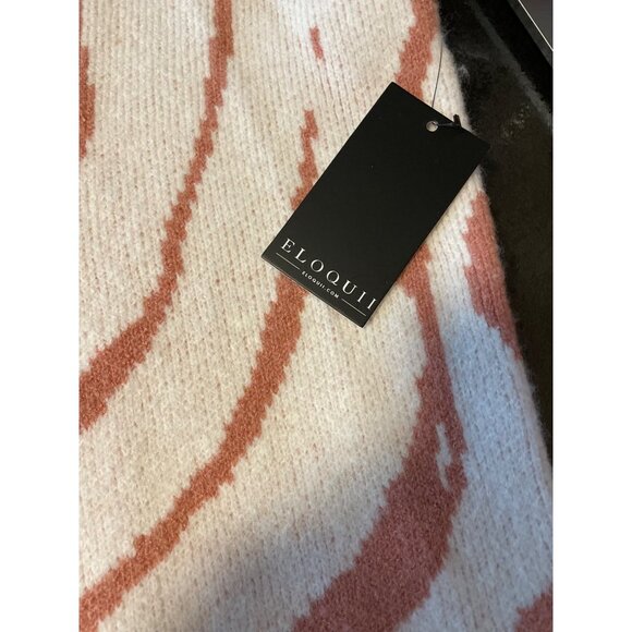 Eloquii NWT Brown White Squared Shoulder Crew Neck Pullover Sweater Sz 14 - Picture 6 of 12